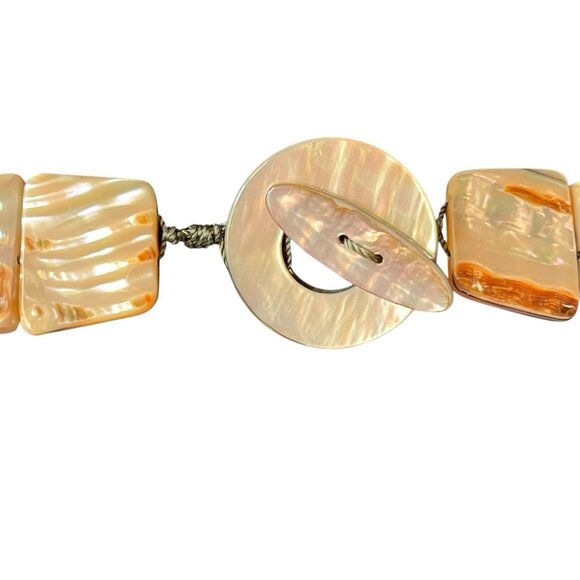 Handmade Mother of Pearl and Abalone Shell Collar Choker Necklace Iridescent - Picture 8 of 13